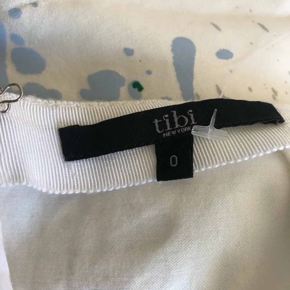 Tibi Cotton Blend Paint Splatter Pencil Skirt EUC